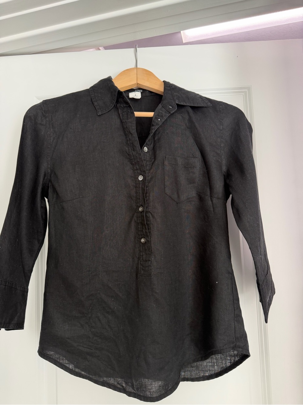 J. Crew Black Women's Linen Button-Down Shirt